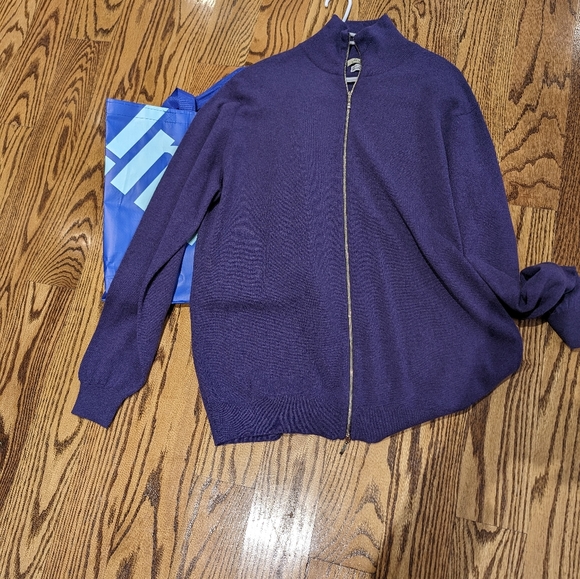 100% Cashmere Men's purple XXL 1/2 zip sweater John Laing made in Scotland - Picture 10 of 11